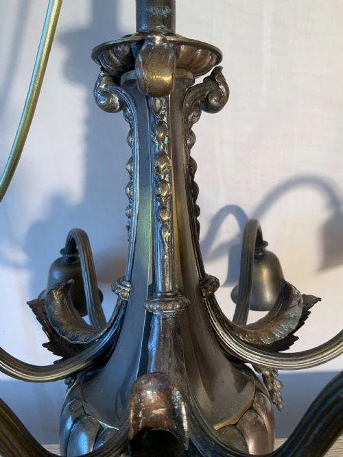 A PATINATED BRONZE CHANDELIER - ADDITIONAL PHOTO 9