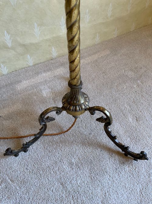A GILT BRASS STANDARD LAMP - ADDITIONAL PHOTO 2