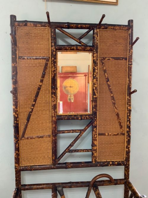 a late victorian bamboo framed hall stand - CATEGORY: ANTIQUE FURNITURE - DATED 1900