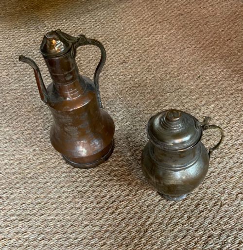 two turkish silvered copper pots - CATEGORY: ANTIQUE METAL - DATED 19TH CENTURY