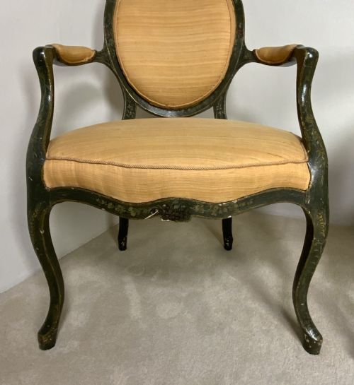 PAIR OF GEORGIAN PAINTED OPEN ARM CHAIRS - ADDITIONAL PHOTO 2