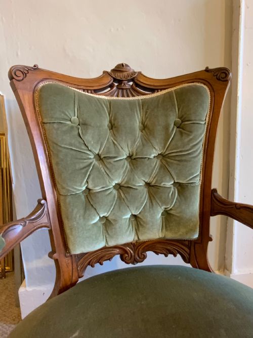 A PAIR OF VICTORIAN WALNUT ARMCHIRS - ADDITIONAL PHOTO 7