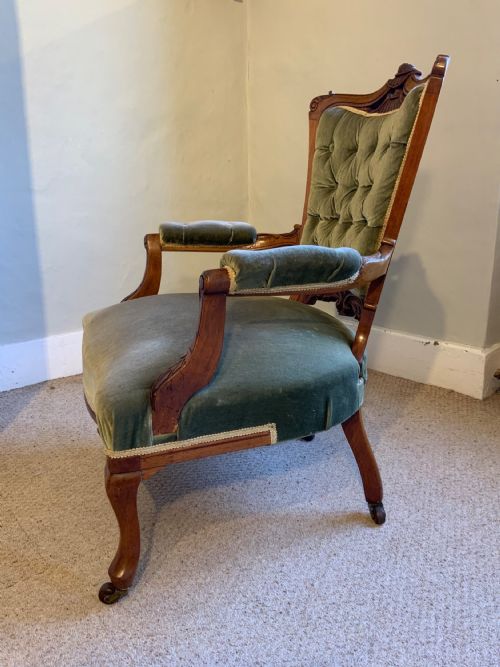 A PAIR OF VICTORIAN WALNUT ARMCHIRS - ADDITIONAL PHOTO 13