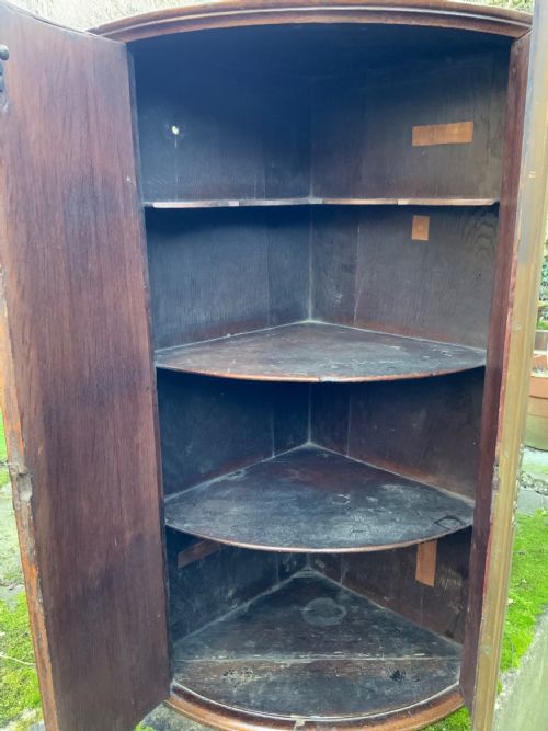 GEORGIAN OAK BOW FRONT CORNER CUPBOARD - ADDITIONAL PHOTO 2