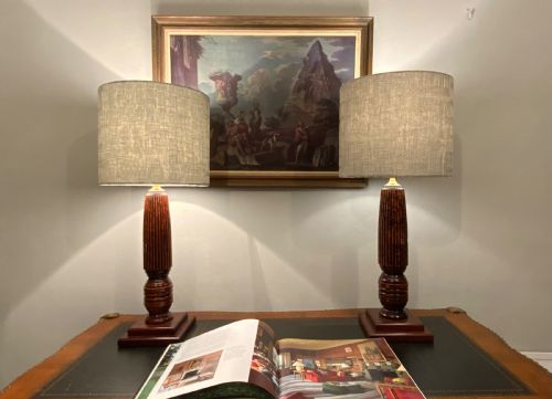 pair of reeded column table lamps - CATEGORY: ANTIQUE LIGHTING - DATED 19TH CENTURY