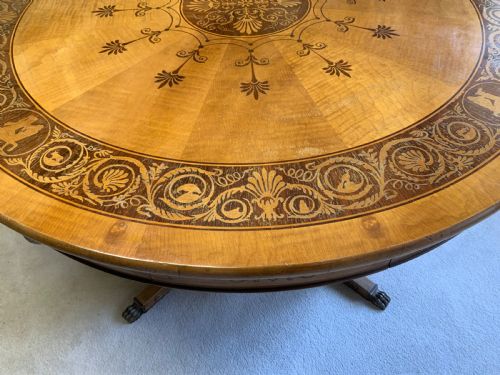 A CONTINENTAL MARQUETRY CENTRE OR DRUM TABLE - ADDITIONAL PHOTO 3