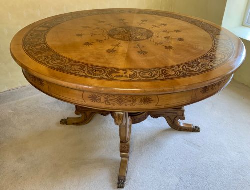 a continental marquetry centre or drum table - CATEGORY: ANTIQUE TABLES - DATED 1920