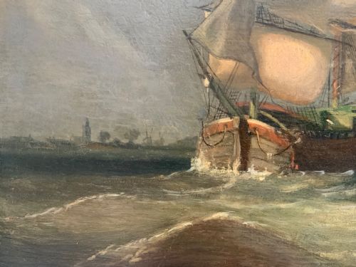 18TH CENTURY DUTCH MARINE OIL PAINTING - ADDITIONAL PHOTO 2