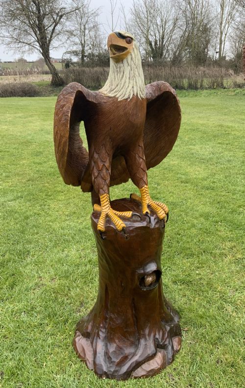 A Large Carved Wood Sculpture of an North American Bald Eagle