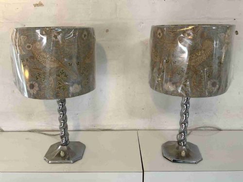 a pair of chrome plated table lamps - CATEGORY: ANTIQUE LIGHTING - DATED 1930