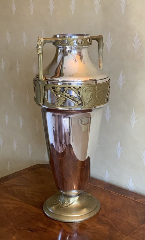 A LARGE ART NOUVEAU CHROME PLATED URN - ADDITIONAL PHOTO 4
