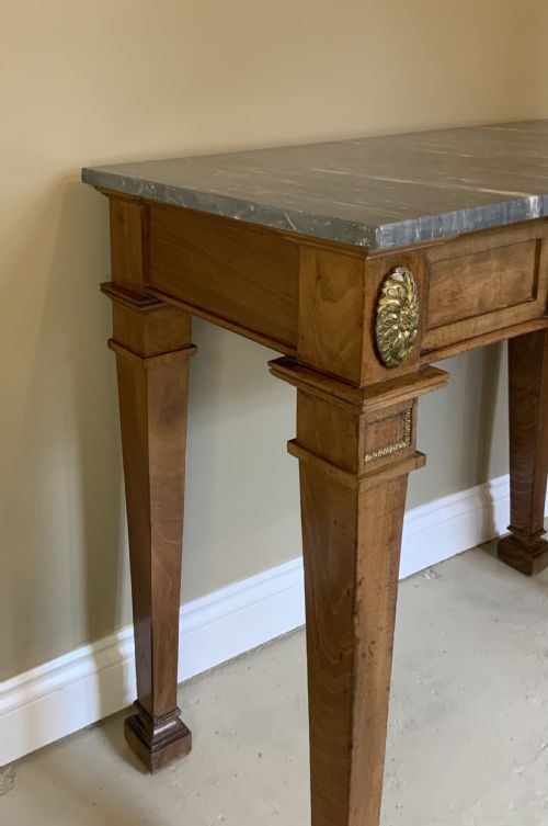 MARBLE TOPPED MAHOGANY CONSOLE TABLE - ADDITIONAL PHOTO 7