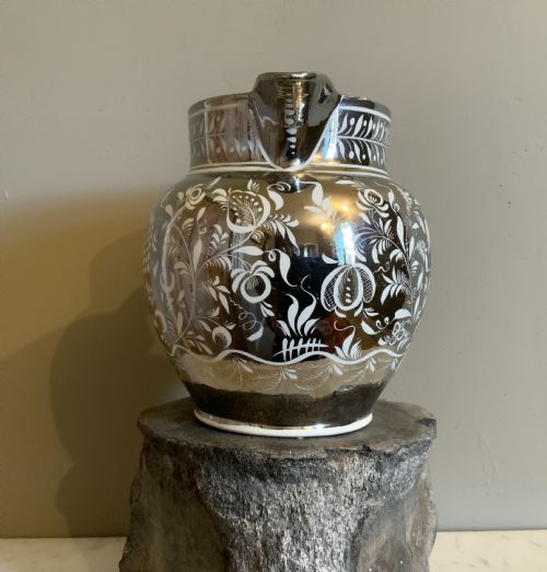 AN EARLY 19TH CENTURY SILVER RESIST POTTERY JUG - ADDITIONAL PHOTO 5