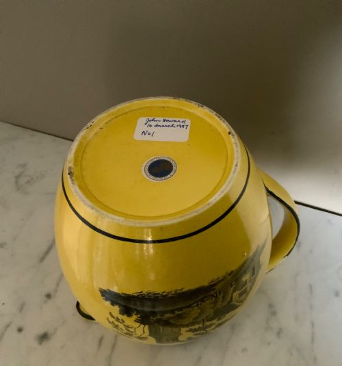 AN EARLY 19TH CENTURY CANARY YELLOW POTTERY JUG - ADDITIONAL PHOTO 3