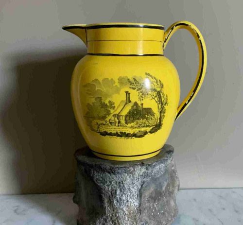 an early 19th century canary yellow pottery jug - CATEGORY: ANTIQUE CERAMICS - DATED GEORGIAN