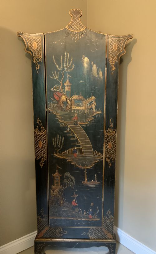 a chinoiserie decorated floor standing corner cabinet - CATEGORY: ANTIQUE CUPBOARDS - DATED 1900