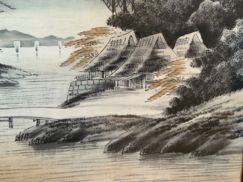 A PAIR OF JAPANESE WATERCOLOURS PAINTINGS ON SILK - ADDITIONAL PHOTO 1