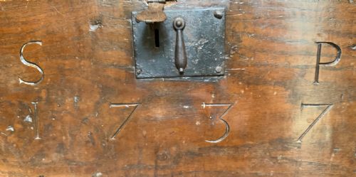 A DATED AND INITIALLED ELM BIBLE BOX - ADDITIONAL PHOTO 4