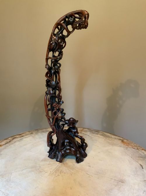 A LARGE CHINESE STILL LIFE SCULPTURAL CARVING - ADDITIONAL PHOTO 10