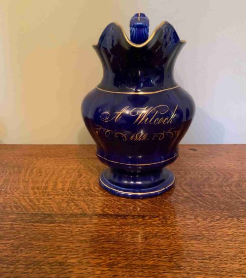 TWO 19TH CENTURY COBALT BLUE POTTERY JUGS - ADDITIONAL PHOTO 1