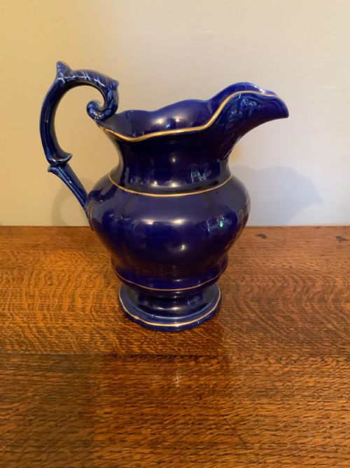 TWO 19TH CENTURY COBALT BLUE POTTERY JUGS - ADDITIONAL PHOTO 3
