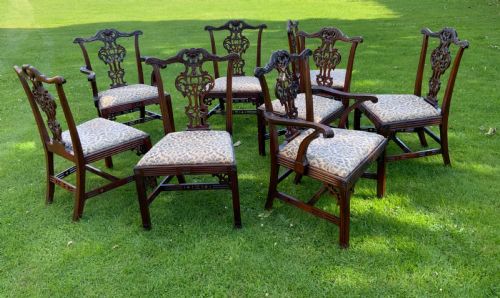 SET OF EIGHT 19TH CENTURY MAHOGANY CHIPPENDALE DESIGN DINING CHAIRS - ADDITIONAL PHOTO 19