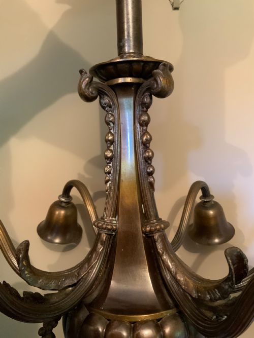 PATINATED BRONZE CHANDELIER - ADDITIONAL PHOTO 4