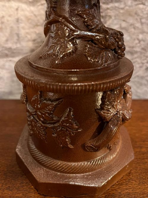 19TH CENTURY BROWN GLAZED POTTERY URN - ADDITIONAL PHOTO 1