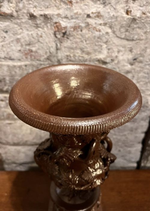 19TH CENTURY BROWN GLAZED POTTERY URN - ADDITIONAL PHOTO 2