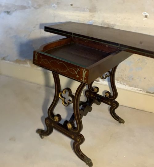 A REGENCY PERIOD BRASS INLAID GAMES TABLE - ADDITIONAL PHOTO 4
