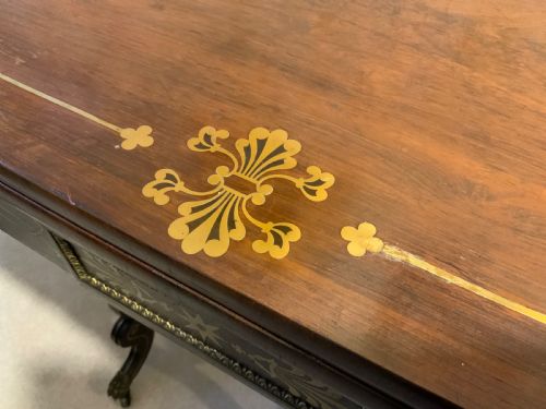 A REGENCY PERIOD BRASS INLAID GAMES TABLE - ADDITIONAL PHOTO 5