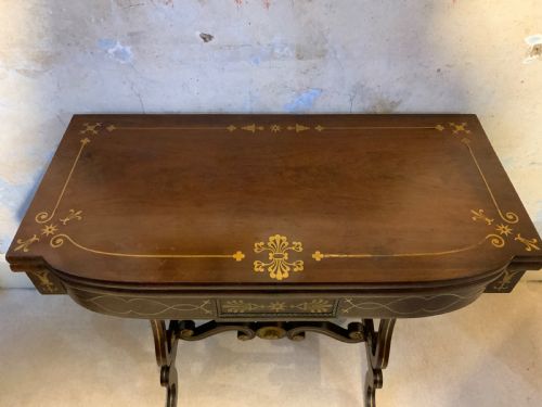 A REGENCY PERIOD BRASS INLAID GAMES TABLE - ADDITIONAL PHOTO 6