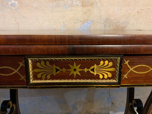 A REGENCY PERIOD BRASS INLAID GAMES TABLE - ADDITIONAL PHOTO 8
