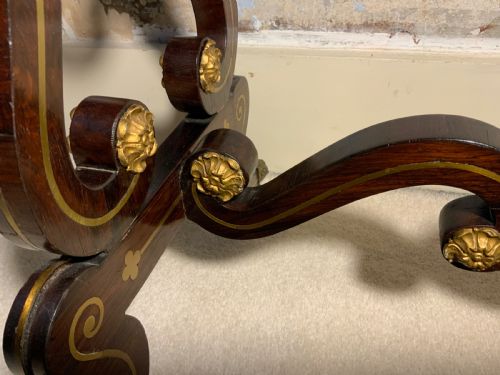 A REGENCY PERIOD BRASS INLAID GAMES TABLE - ADDITIONAL PHOTO 9
