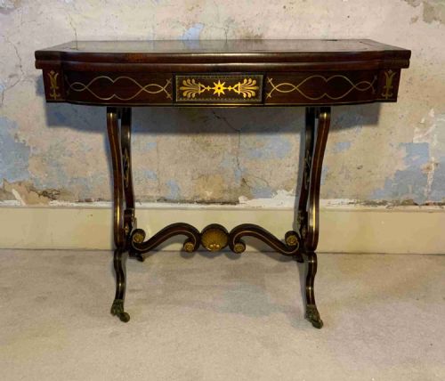 A REGENCY PERIOD BRASS INLAID GAMES TABLE - ADDITIONAL PHOTO 1