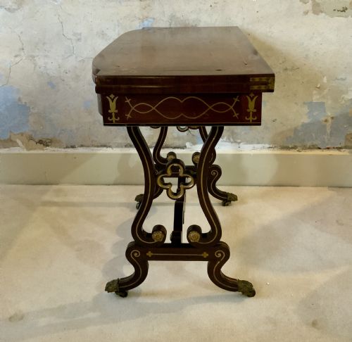 A REGENCY PERIOD BRASS INLAID GAMES TABLE - ADDITIONAL PHOTO 3