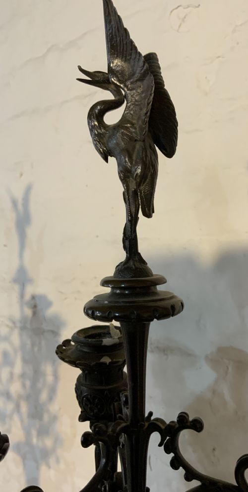 A LARGE PAIR OF 19TH CENTURY BRONZE CANDELABRA - ADDITIONAL PHOTO 4