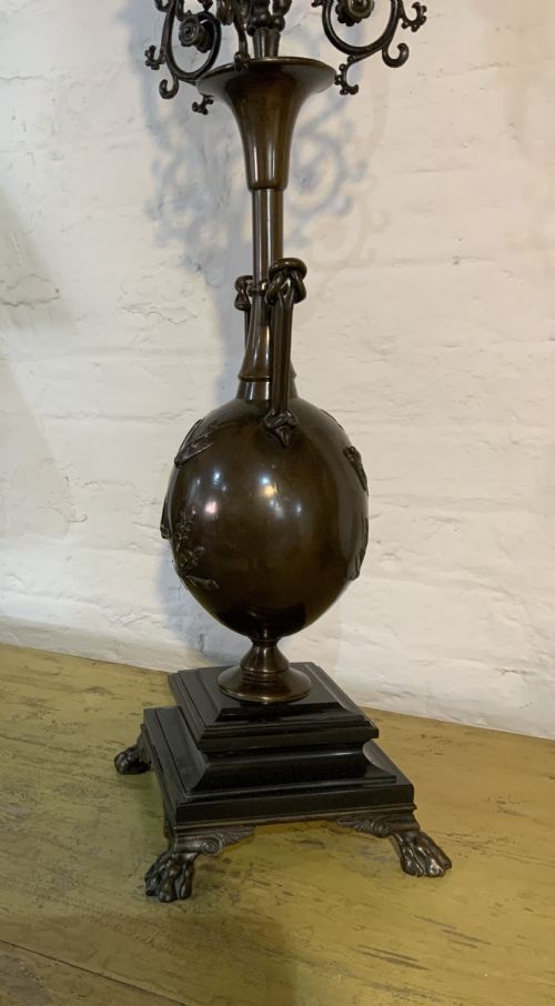 A LARGE PAIR OF 19TH CENTURY BRONZE CANDELABRA - ADDITIONAL PHOTO 6