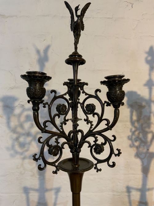 A LARGE PAIR OF 19TH CENTURY BRONZE CANDELABRA - ADDITIONAL PHOTO 3