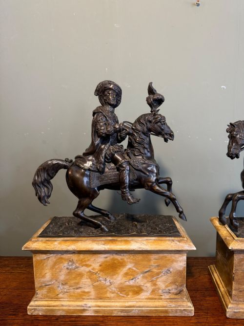 PAIR OF BRONZE EQUESTRIAN FIGURES - ADDITIONAL PHOTO 1