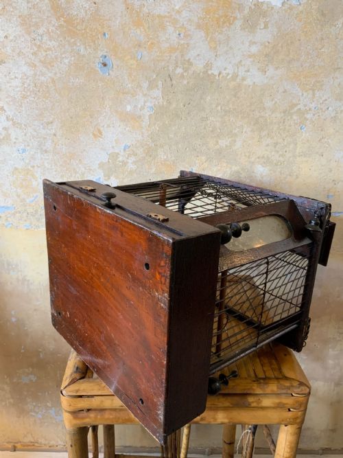 A VICTORIAN PINE AND WIREWORK BIRDCAGE - ADDITIONAL PHOTO 4