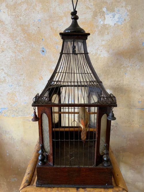 A VICTORIAN PINE AND WIREWORK BIRDCAGE - ADDITIONAL PHOTO 3