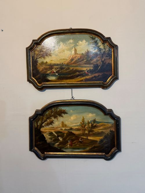 a pair of italian capriccio oil paintings - CATEGORY: ANTIQUE ART - DATED 19TH CENTURY