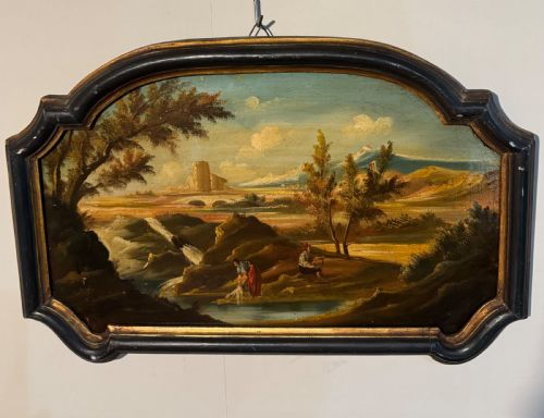 A PAIR OF ITALIAN CAPRICCIO OIL PAINTINGS - ADDITIONAL PHOTO 1