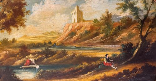 A PAIR OF ITALIAN CAPRICCIO OIL PAINTINGS - ADDITIONAL PHOTO 2