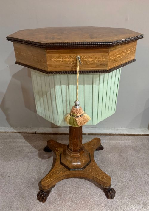 a regency inlaid rosewood sewing table - CATEGORY: ANTIQUE TABLES - DATED REGENCY