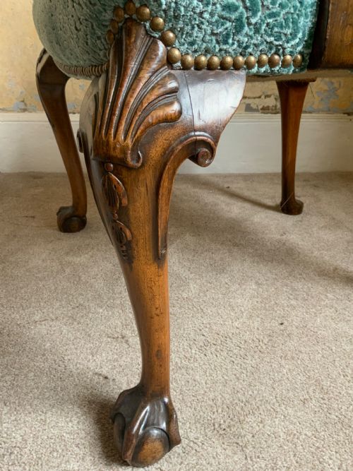 A WALNUT OPEN ARM DESK CHAIR - ADDITIONAL PHOTO 5