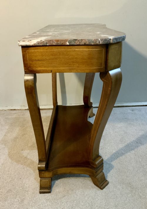 A MARBLE TOPPED MAHOGANY CONSOLE TABLE - ADDITIONAL PHOTO 1