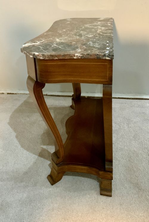 A MARBLE TOPPED MAHOGANY CONSOLE TABLE - ADDITIONAL PHOTO 3