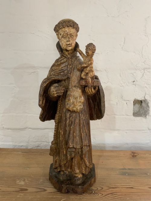 Late 17th Century Carved Wood Figure of St Anthony of Padua